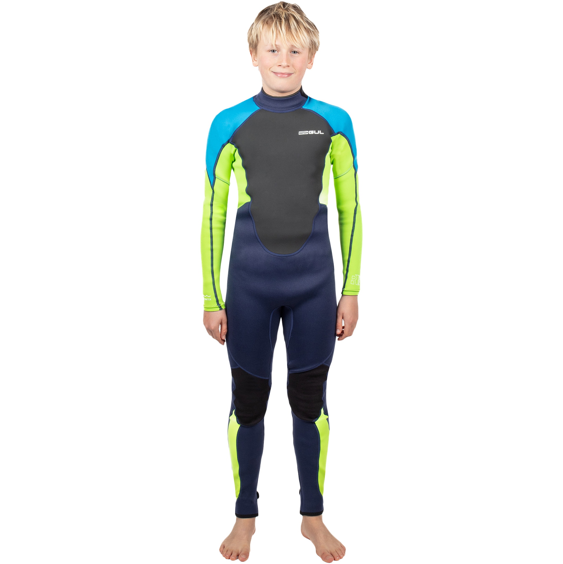 2025 Gul Bambino Response 3/2mm Flatlock Back Zip Muta RE1322-C1 - Navy / Lime
